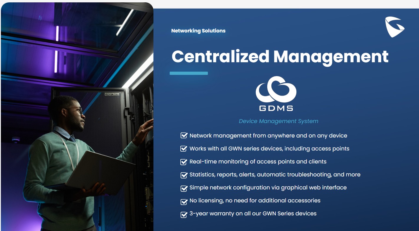 Grandstream managed PoE switch for unified communications networks